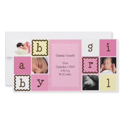 Baby Girl Announcement Photo Cards by ladiebugg137