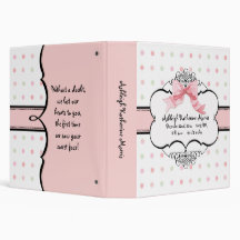 Baby Girl Baby Book Binder - French Bow  Dot Swirl