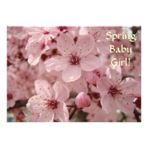 BABY GIRL Baby Shower Invitation Pink Blossoms