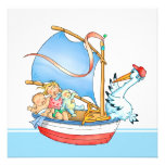 Baby Girl & Big Sister in Boat Birth Announcement