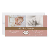 Baby Girl Birth Announcement Customized Photo Card
