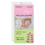 Baby Girl Birth Announcement Customized Photo Card