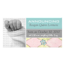 Baby Girl Birth Announcements Photo Card Template