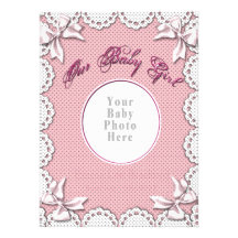 Baby Girl Birth Notice-Insert Your Baby's Photo Invitations
