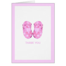 Baby Girl Booties Baby Shower Thank You Card