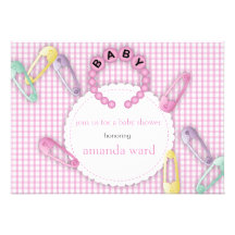 Baby Girl Bracelet & Pins Shower Invitation