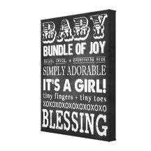 Baby Girl Chalk Board Wall Art Canvas Print