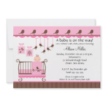 Baby Girl Crib Baby Shower Invitation