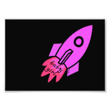 baby girl got a pink rocket ship photo print