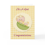 Baby Girl in a Pod Lemon Gingham Card