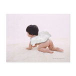 Baby girl in angel wings, smiling, rear view postcards