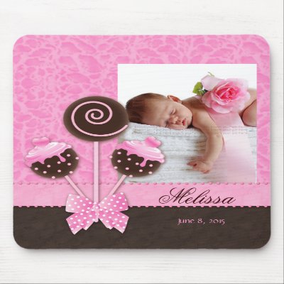 Baby Girl Mousepad Cute Cake Pops Pink by BabyDelights