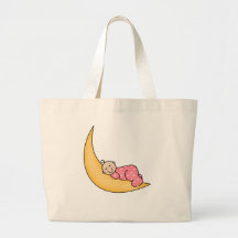 Baby Girl on Moon Canvas Bags