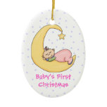 Baby Girl on Moon First Christmas Ornament