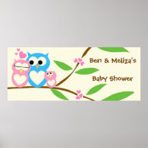 Baby Girl Owl Baby Shower Banner Poster