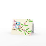 Baby Girl Owl Thank You Note Card