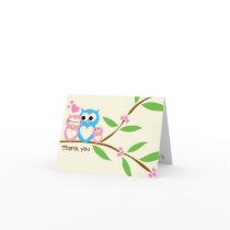Baby Girl Owl Thank You Note Card