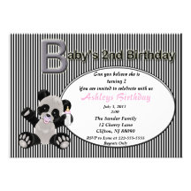 Baby Girl Panda Bear 2nd Birthday Invitation