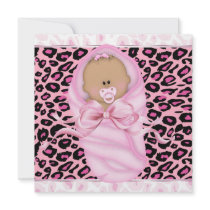 Baby Girl Pink Black Leopard Baby Girl Shower Custom Invite
