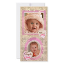 Baby Girl Pink & Cream Vintage Photo Card