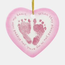 Baby Girl Pink Footprint Photo Ornament