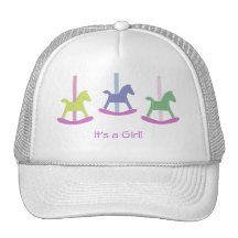 Baby Girl Pink & Purple Rocking Horse Cap Mesh Hats