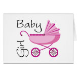 Baby girl pink stroller cards