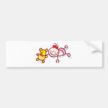baby girl playing ith toys cartoon bumper stickers