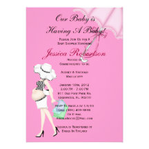 Baby Girl Shower, Cute Baby Umbrella with Gifts, Custom Invites