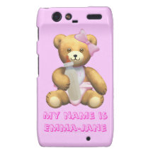 Baby Girl Teddy Bear - Change name Droid RAZR Cover