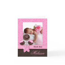 Baby Girl Thank You Card Cake Pops Pink Cute