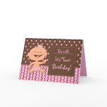 Baby Girl Wearing Pink Diaper Cute Birthday Card