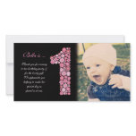 Baby Girls 1st Birthday Thank You Photo Card