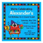 Baby Grand Piano 3rd Birthday Custom Invitation