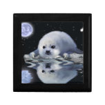 Baby Harp Seal in Ice Floe Art Tile Gift Box