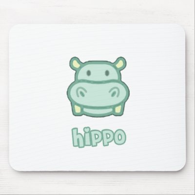 Baby Hippo Cartoon Mouse Pad by BurchellDesign