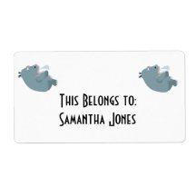 baby hippo drinking bottle personalized shipping label