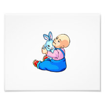 baby holding bunny sitting.png photo