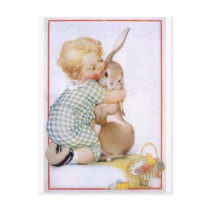 Baby hugging Easter Bunny Post Card