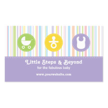 Baby Icon Trio Stripes Lilac Business Card Templates