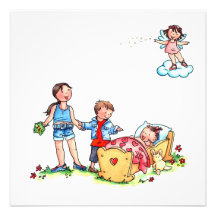 Baby in Crib - Girl Birth Announcement