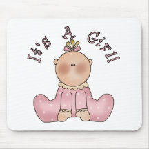 Baby in Sleeper It's a Girl Mouse Pads