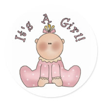 Baby in Sleeper It's a Girl Round Sticker