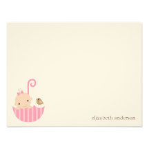 Baby in Umbrella Custom Flat Thank You Cards Personalized Invite