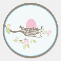 Baby Invitation or Favour Sticker -Pink Egg in Nes