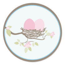Baby Invitation or Favour Sticker - Twin Eggs