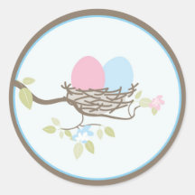 Baby Invitation or Favour Sticker - Twin Eggs