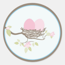 Baby Invitation or Favour Sticker - Twin Eggs