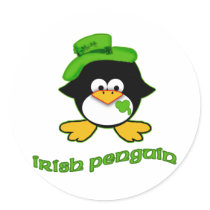 Baby Irish Penguin Round Stickers