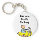 Baby Jesus Feeding His Sheep Keychain
